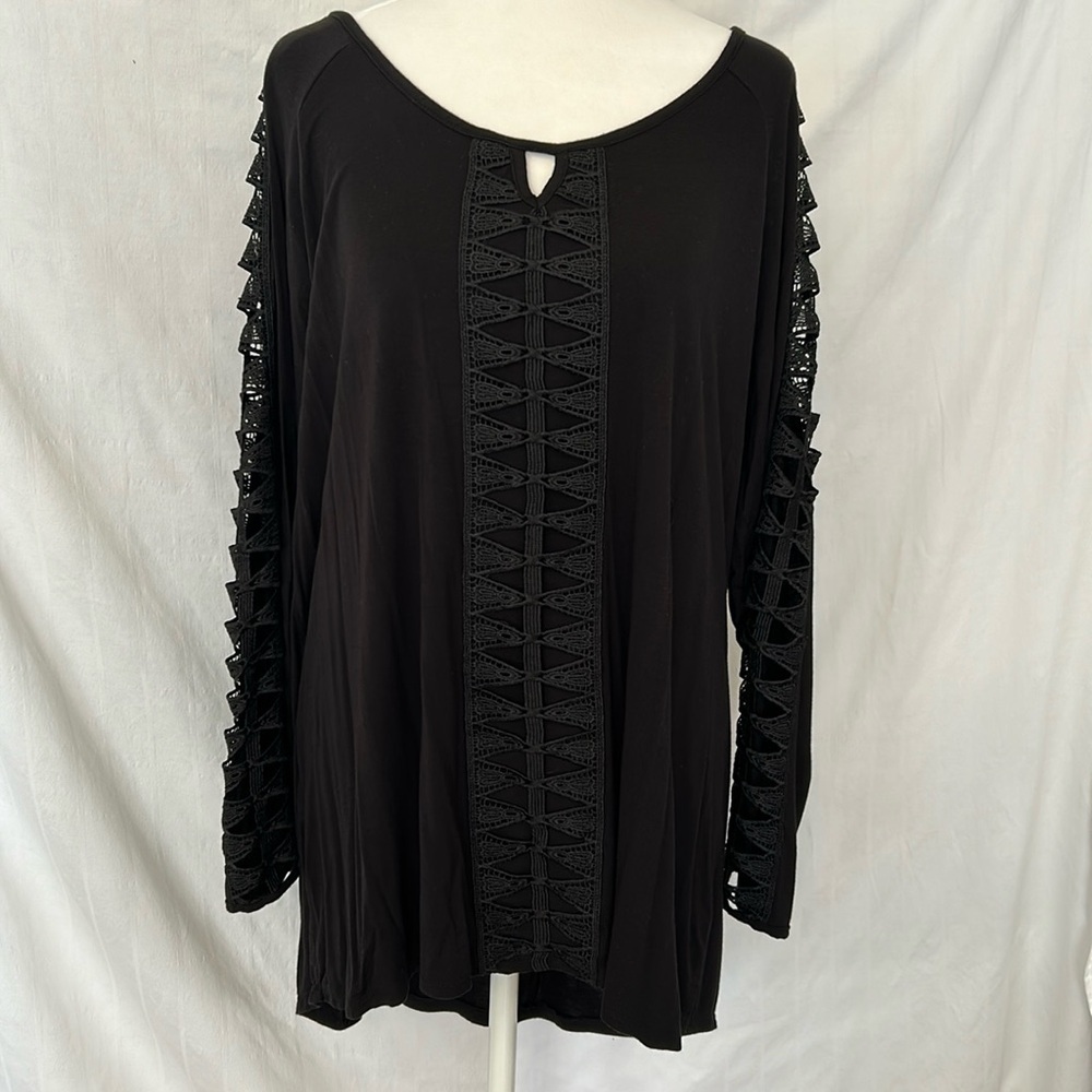 Shannon Ford New York Black Stretch Blouse Sz 2X
